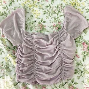 H&M Ruched Lilac Mesh Crop Top